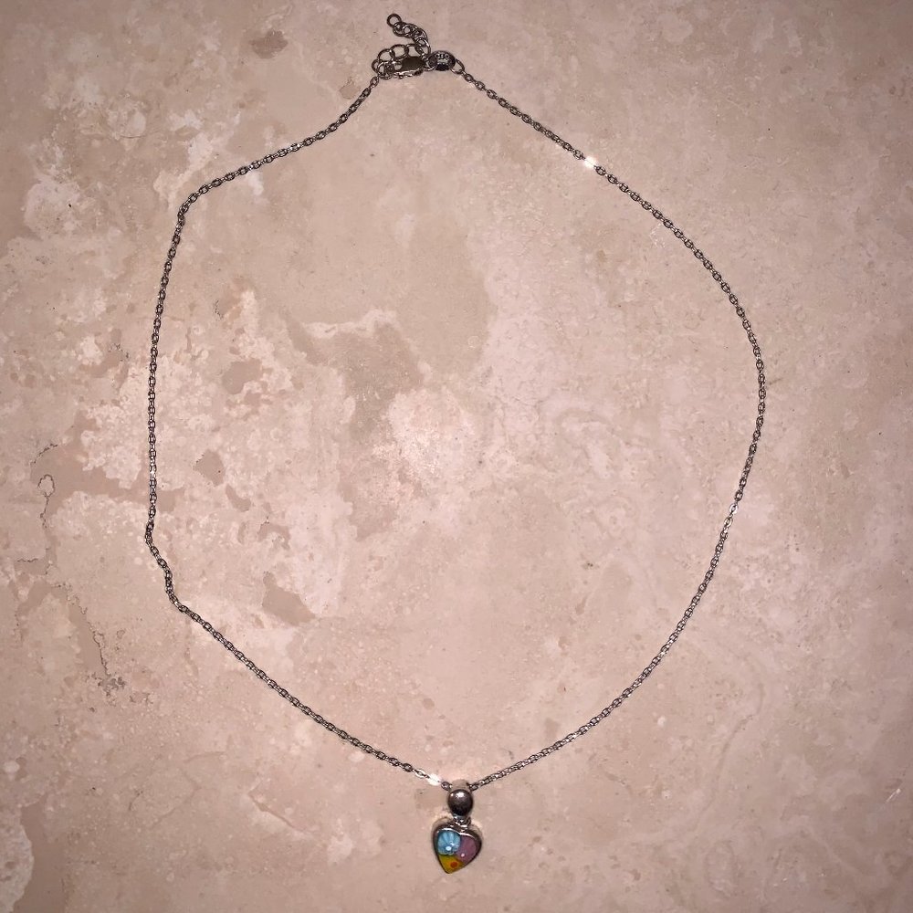 Sterling Silver Necklace with Tri-Floral Charm